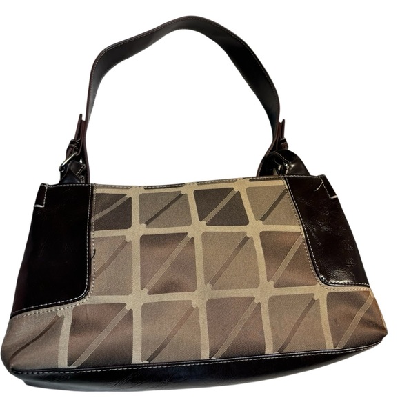 Nine & Co. Shoulder Bag Brown Tan Geometric Silver-Tone Hardware Classic - Picture 2 of 16